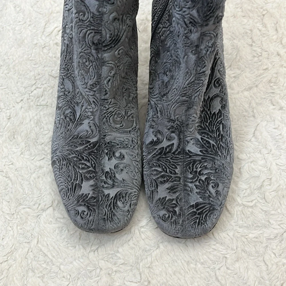 Marc Fisher Paisley Gray Velour Booties